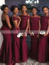 Jersey Off-the-shoulder Trumpet/Mermaid Sweep Train Bow Bridesmaid Dresses #UKM01014126