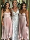 Silk-like Satin Sweetheart A-line Ankle-length Pleats Bridesmaid Dresses #UKM01014127