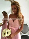 Chiffon Sweetheart A-line Sweep Train Beading Bridesmaid Dresses #UKM01014131