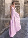 Silk-like Satin V-neck A-line Floor-length Bridesmaid Dresses #UKM01014134