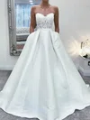 Ball Gown Sweetheart Satin Court Train Wedding Dresses With Pockets #UKM00023913