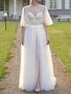 Ball Gown/Princess V-neck Tulle Floor-length Wedding Dresses With Split Front #UKM00023931