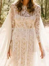 A-line Illusion Lace Floor-length Wedding Dresses #UKM00023932