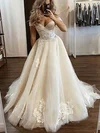 Ball Gown Off-the-shoulder Tulle Court Train Wedding Dresses With Appliques Lace #UKM00023935