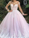 Ball Gown/Princess Illusion Tulle Court Train Wedding Dresses With Appliques Lace #UKM00023942