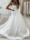 Ball Gown/Princess Square Neckline Silk-like Satin Court Train Wedding Dresses #UKM00023950