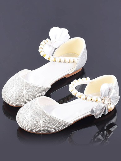 Kids' Closed Toe Sparkling Glitter Bowknot Flat Heel Girl Shoes #UKM03031492