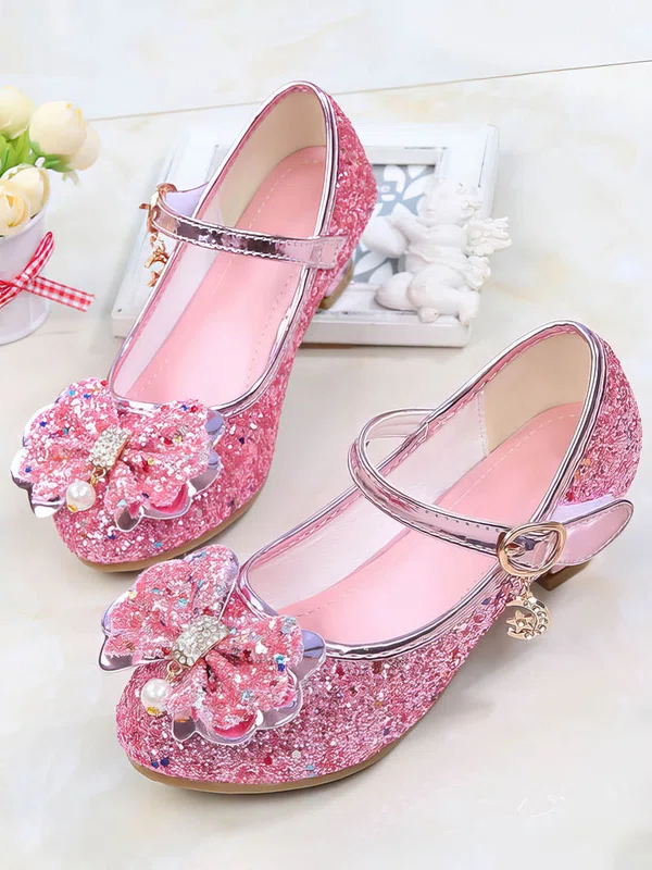 Kids' Closed Toe PVC Buckle Low Heel Girl Shoes #UKM03031502