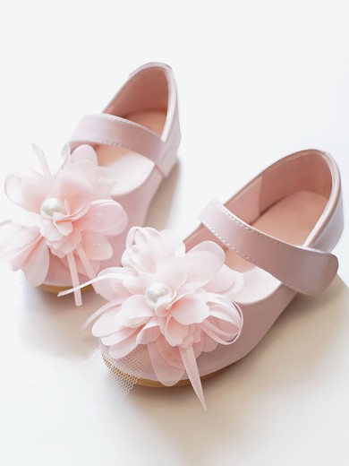 Kids' Closed Toe PVC Flower Flat Heel Girl Shoes #UKM03031506