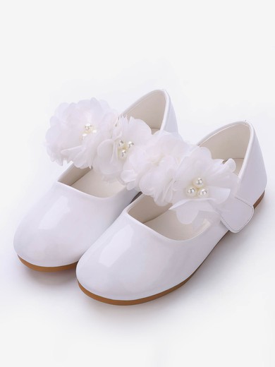 Kids' Closed Toe PVC Flower Flat Heel Girl Shoes #UKM03031509
