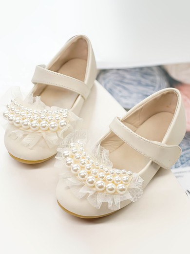 Kids' Flats PVC Pearl Flat Heel Girl Shoes #UKM03031515