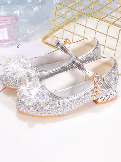 Kids' Closed Toe Sparkling Glitter Rhinestone Flat Heel Girl Shoes #UKM03031523