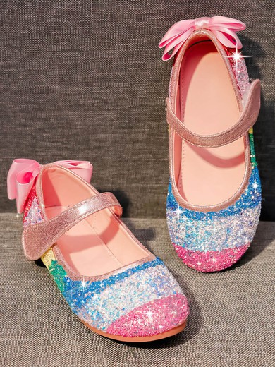 Kids' Flats Sparkling Glitter Bowknot Flat Heel Girl Shoes #UKM03031529