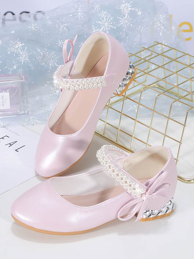 Kids' Flats PVC Bowknot Flat Heel Girl Shoes #UKM03031530