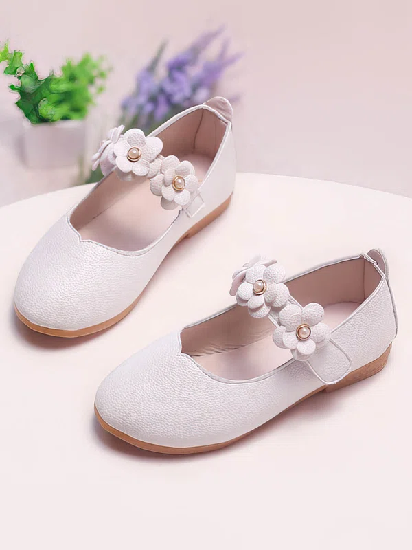 Kids' Flats PVC Flower Flat Heel Girl Shoes #UKM03031533