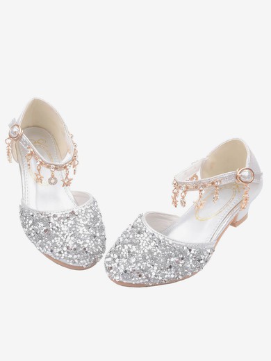 Kids' Flats Sparkling Glitter Buckle Flat Heel Girl Shoes #UKM03031534