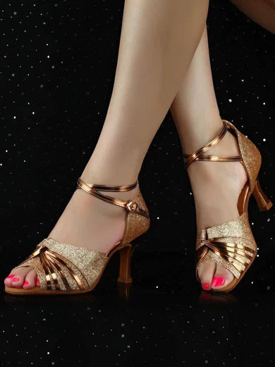 Women's Sandals Sparkling Glitter Buckle Stiletto Heel Dance Shoes #UKM03031069