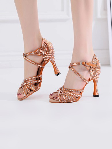 Women's Sandals Satin Crystal Stiletto Heel Dance Shoes #UKM03031075