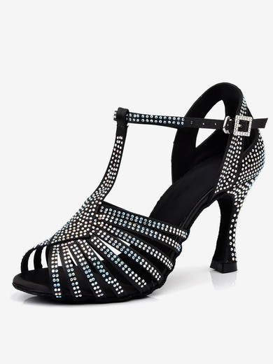 Women's Sandals Satin Crystal Stiletto Heel Dance Shoes #UKM03031095