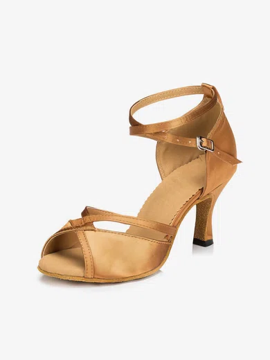 Women's Sandals Satin Buckle Kitten Heel Dance Shoes #UKM03031096