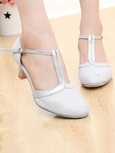 Women's Closed Toe PVC Buckle Kitten Heel Dance Shoes #UKM03031100