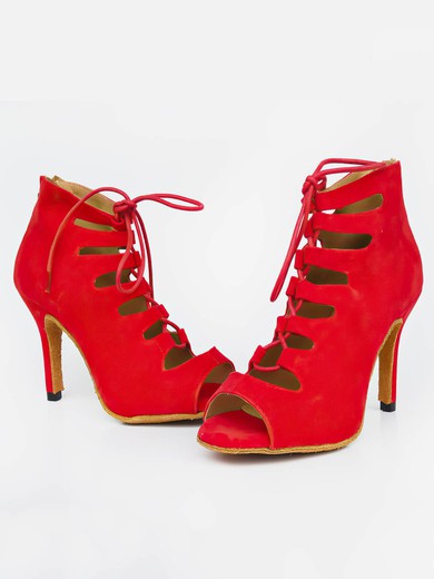 Women's Peep Toe Velvet Stiletto Heel Dance Shoes #UKM03031104