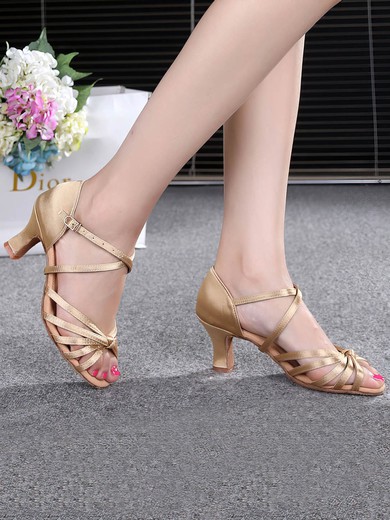 Women's Sandals Satin Buckle Kitten Heel Dance Shoes #UKM03031113