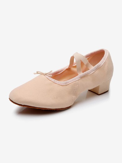 Women's Closed Toe Canvas Flat Heel Dance Shoes #UKM03031119