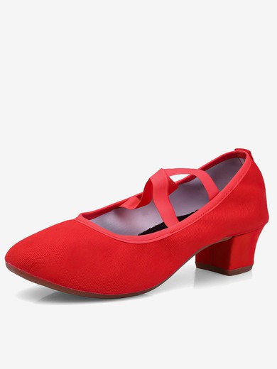 Women's Closed Toe Canvas Flat Heel Dance Shoes #UKM03031120
