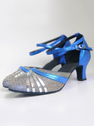 Women's Closed Toe Sparkling Glitter Kitten Heel Dance Shoes #UKM03031123