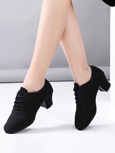 Women's Closed Toe Canvas Kitten Heel Dance Shoes #UKM03031210