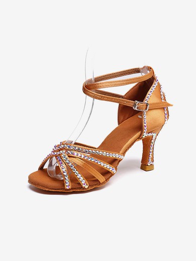 Women's Sandals Satin Sequin Kitten Heel Dance Shoes #UKM03031215