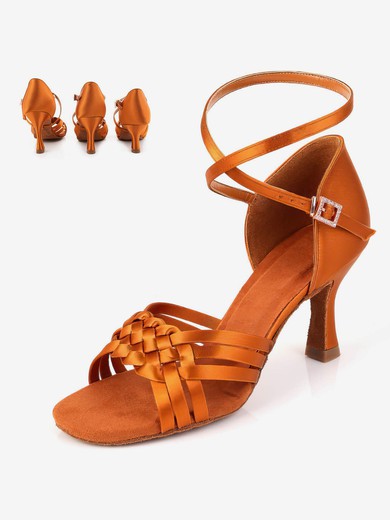 Women's Sandals Satin Buckle Kitten Heel Dance Shoes #UKM03031217