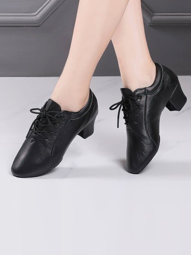 Women's Closed Toe Real Leather Flat Heel Dance Shoes #UKM03031223