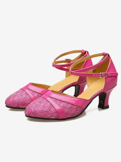 Women's Closed Toe PVC Buckle Kitten Heel Dance Shoes #UKM03031234