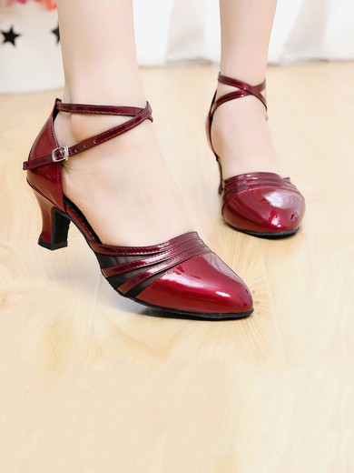 Women's Closed Toe PVC Sequin Kitten Heel Dance Shoes #UKM03031246
