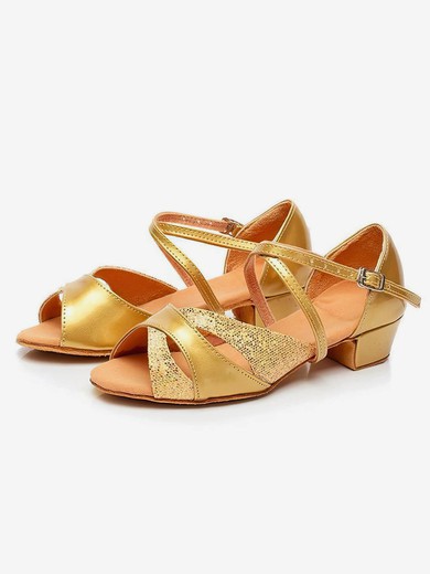 Kids' Sandals Sparkling Glitter Buckle Flat Heel Dance Shoes #UKM03031250