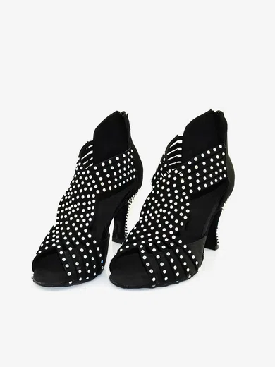 Women's Peep Toe Velvet Zipper Stiletto Heel Shoes #UKM03031264
