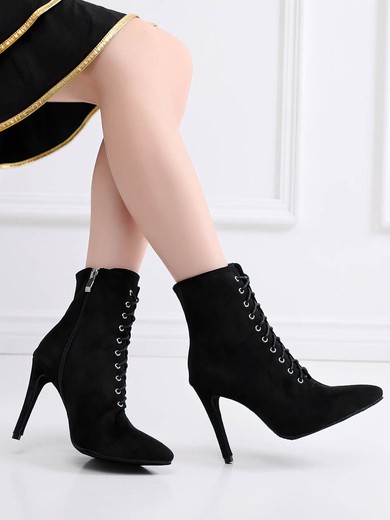 Women's Closed Toe Velvet Zipper Stiletto Heel Dance Shoes #UKM03031309