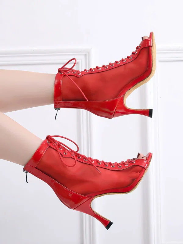 Women's Peep Toe Velvet Zipper Stiletto Heel Dance Shoes #UKM03031312