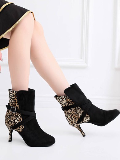 Women's Closed Toe Velvet Kitten Heel Dance Shoes #UKM03031320