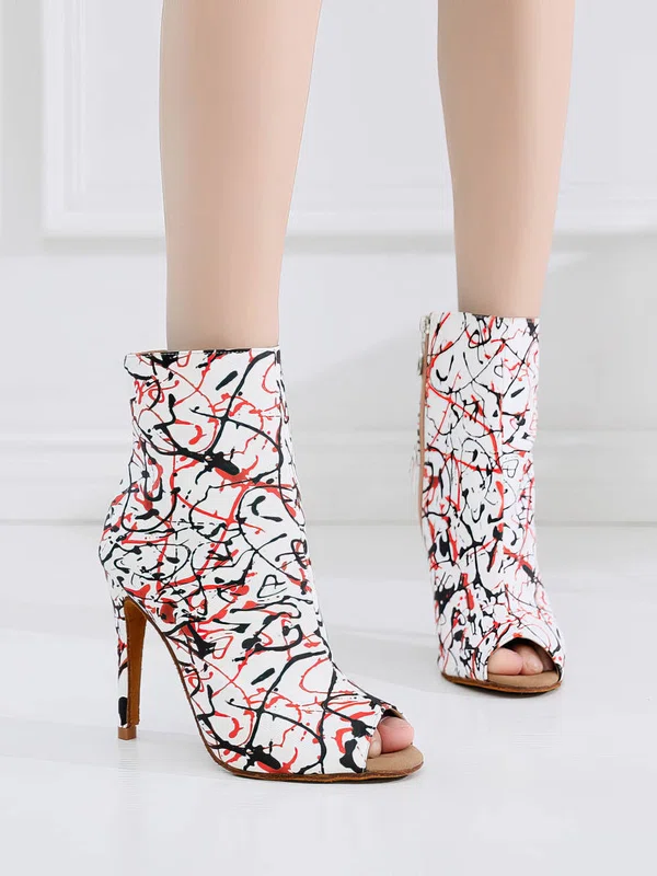 Women's Peep Toe Leatherette Zipper Stiletto Heel Dance Shoes #UKM03031330