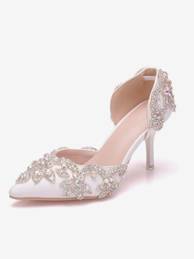 Women's Pumps PVC Crystal Stiletto Heel Wedding Shoes #UKM03031132