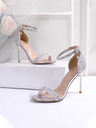 Women's Sandals Sparkling Glitter Buckle Stiletto Heel Wedding Shoes #UKM03031142