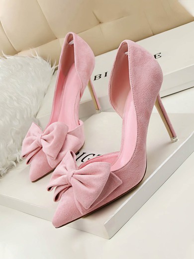 Women's Pumps Velvet Bowknot Stiletto Heel Wedding Shoes #UKM03031143