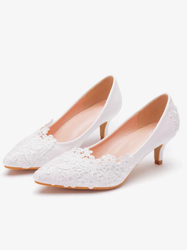 Women's Pumps PVC Flower Kitten Heel Wedding Shoes #UKM03031144