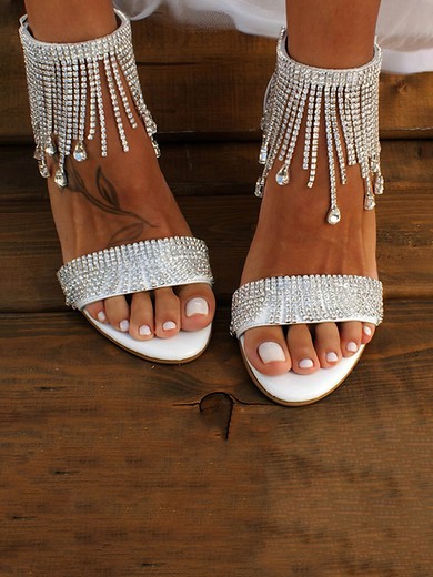 Women's Sandals PVC Crystal Chunky Heel Wedding Shoes #UKM03031146