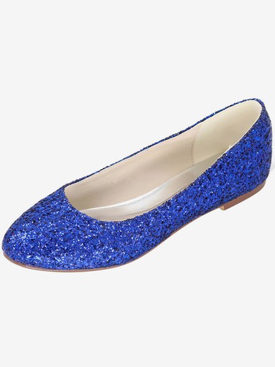 Women's Pumps Sparkling Glitter Flat Heel Wedding Shoes #UKM03031159