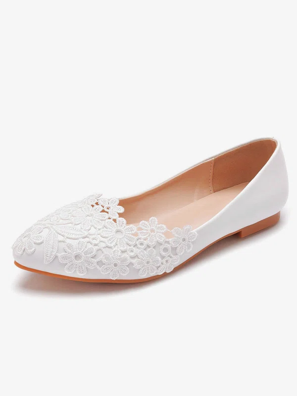Women's Pumps PVC Flower Flat Heel Wedding Shoes #UKM03031161