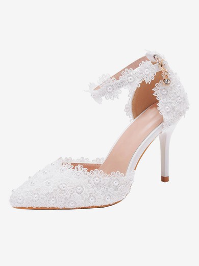 Women's Closed Toe PVC Buckle Stiletto Heel Wedding Shoes #UKM03031162